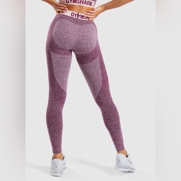 BNWT Gymshark Women’s Flex Leggings - Dark Ruby Marl/Blush Nude - XS - Picture 6 of 10